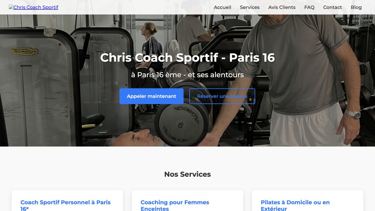 Capture du site de Chris Coach Sportif