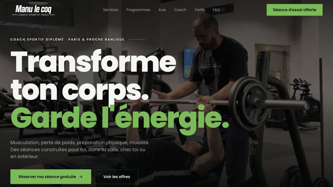 Capture du site de Manu le coach