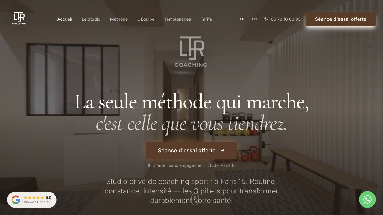 Capture du site de LTHR Coaching